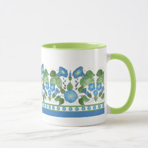 Caneca Borda Floral Glória Azul Nostálgico da Manhã, Bran