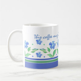 Caneca Borda Floral Verde Azul Periwinkle para Personaliz