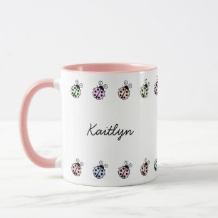 Caneca Borda Multicolante do Pastel Ladybugs