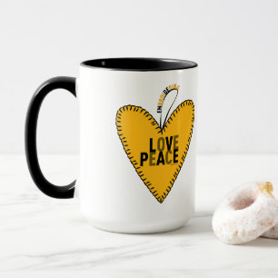 Caneca Bordando Amor e Paz ・ Amarelo ・