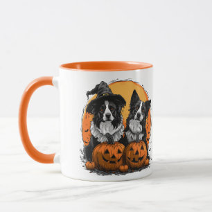Caneca Border Collie Dogs Halloween Jack O Lanternas
