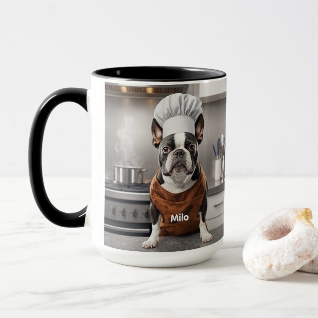 Caneca Boston Terrier Afetuoso Personalizado (Com Donut)