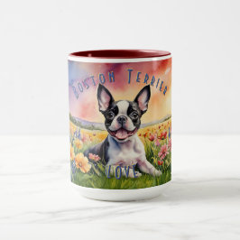 Caneca Boston Terrier Bliss, café alegre