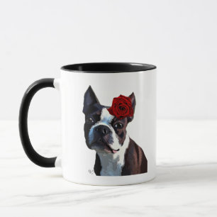 Caneca Boston Terrier com Rosa na Cabeça 2