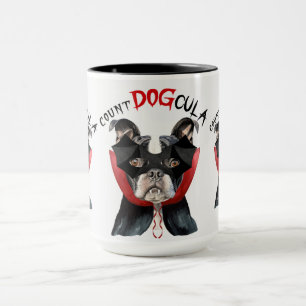 Caneca Boston Terrier Funny Count DOGcula Halloween