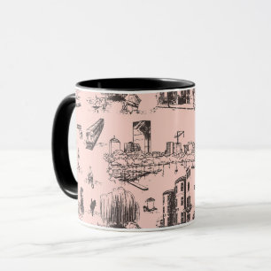 Caneca Boston Toile Black and Pink