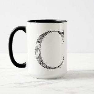 Caneca botânica da letra C, arte por Elizabeth