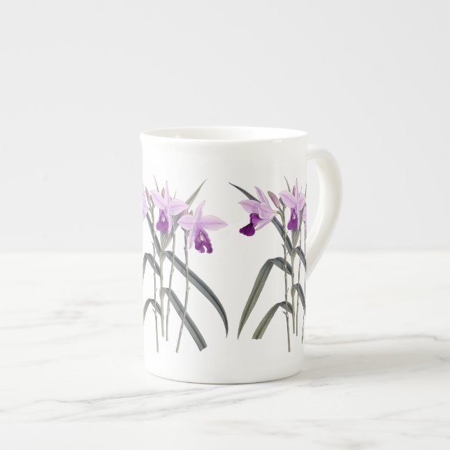 Caneca botânica floral de China de osso das (Frente Esquerda)