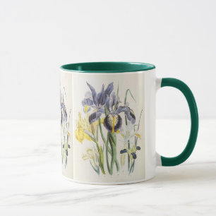 Caneca Botânica Floral Vintage, Flores de Íris de Jardim