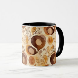 Caneca Botanical Abstract Coffee Mug – Soft Earth Colors