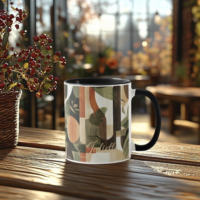 Caneca Botânico Terroso - Natureza Abstrata Personalizada (Criador carregado)