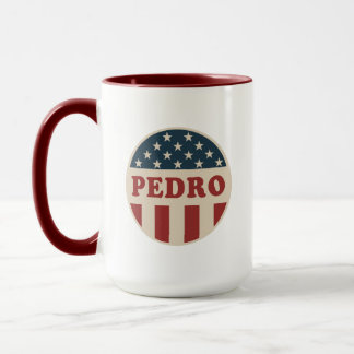 Caneca Botão de Voto Retro-Americano Clássico de Pedro