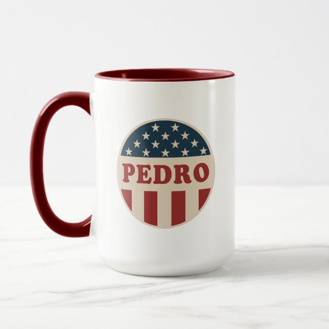 Caneca Botão de Voto Retro-Americano Clássico de Pedro (Esquerda)