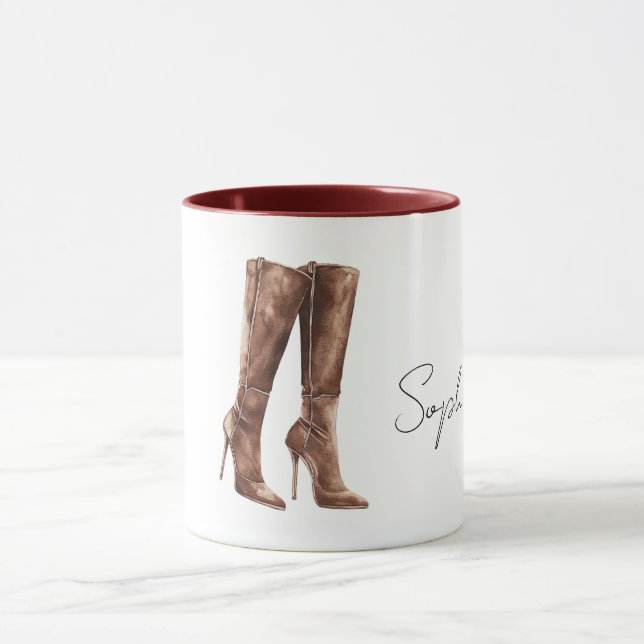 Caneca Botas Castanhas de Salto Alto (Centro)