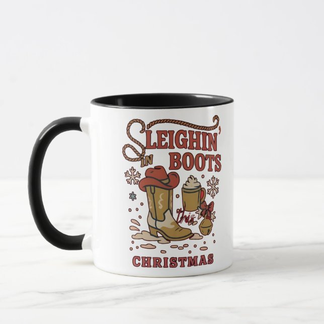 Caneca Botas de Sleighin Neste Natal Engraçado Caubói do  (Esquerda)