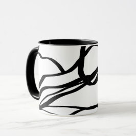 Caneca Bouquet Branco: Abstrato Preto e Branco