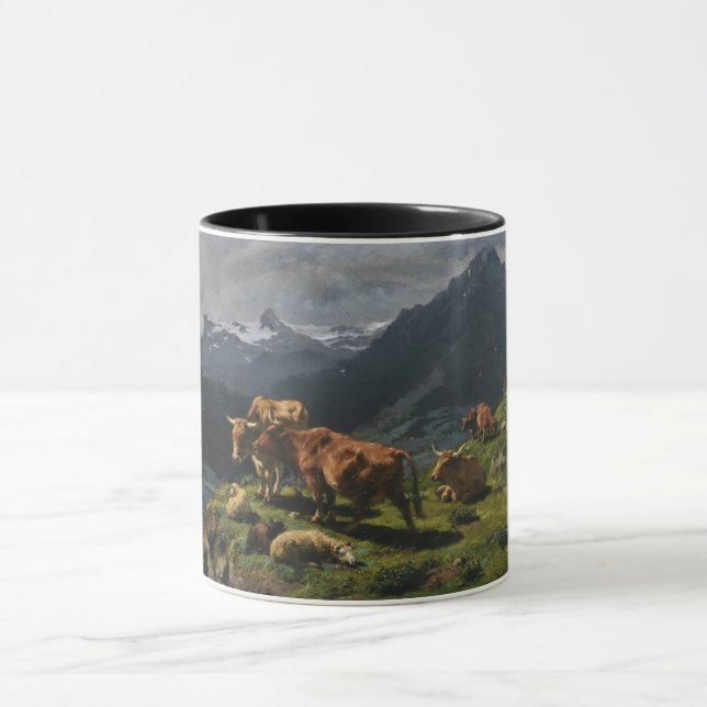 Caneca Bovinos e Ovinos numa Paisagem Alpina (Centro)