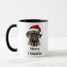 Caneca Boxer Chapéu de Natal Cachorro de Natal