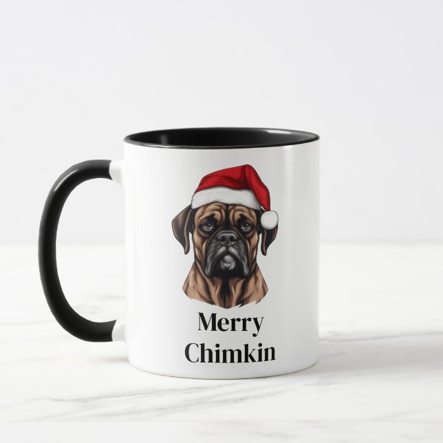 Caneca Boxer Chapéu de Natal Cachorro de Natal (Esquerda)