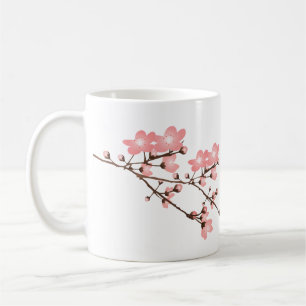 Caneca branca clássica da flor de cerejeira