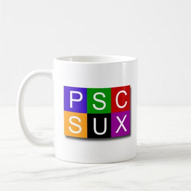 Caneca branca clássica do PSC SUX (Esquerda)
