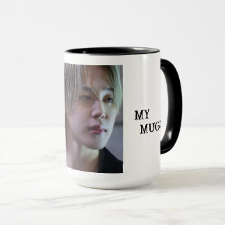 Caneca branca com foto do Jimin