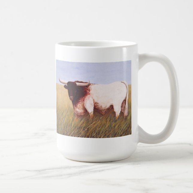 caneca branca com Texas Longhorn (Direita)