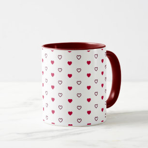 Caneca Branca – Corações Vermelho Escuro