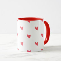 Caneca Branca – Corações Vermelhos Ondulados