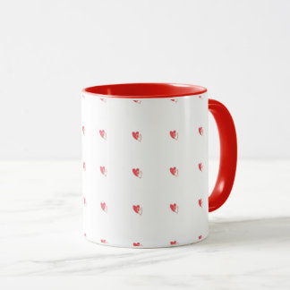 Caneca Branca – Corações Vermelhos Pequenos com Ce