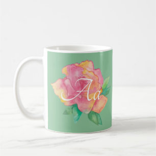 Caneca branca de café clássica "Flor Rosa"