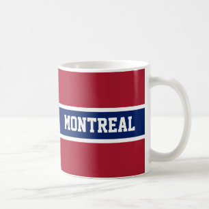 Caneca branca de Montreal e azul vermelha
