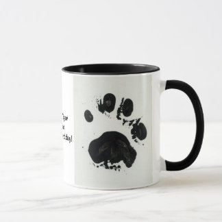 Caneca branca do impressão da pata do tigre