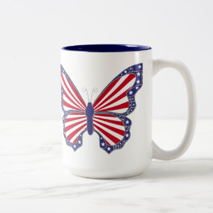Caneca branca e azul vermelha patriótica da