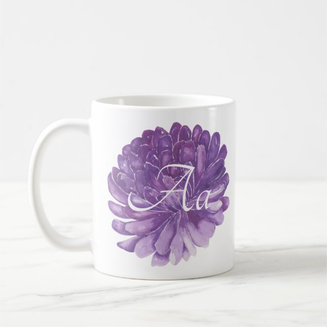 Caneca branca e clássica de café "Flor de Lavanda" (Esquerda)