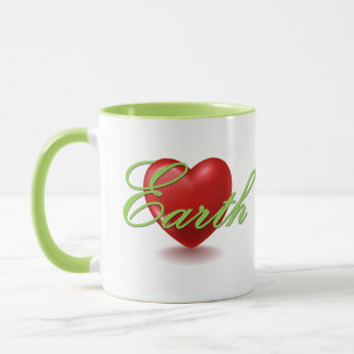 Caneca branca e verde Ame a Terra