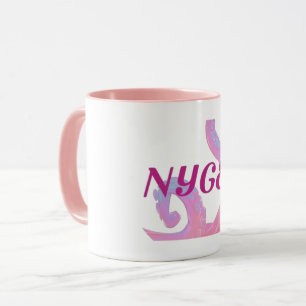 Caneca branca/rosa com design de tentáculo e logot