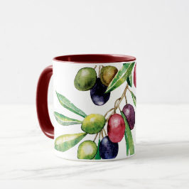 Caneca Branch de Oliveiras de Aquarela