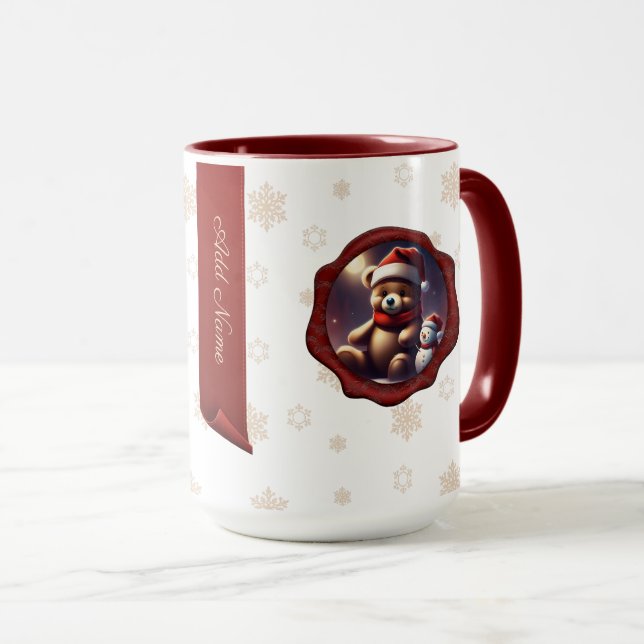 Caneca Branco de Banner Personalizado Amigo do Ursinho de (Frente Esquerda)