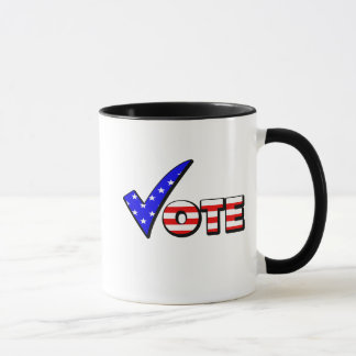 Caneca Branco do voto & azul vermelhos