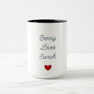 Caneca Branco e Preto com Coração: Amor