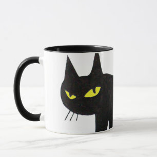 Caneca Branco IMPRESSIONANTE de NINJA do CAT PRETO