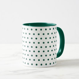 Caneca Branco Verde Escuro Bolinhas Limpo Simples Minimal