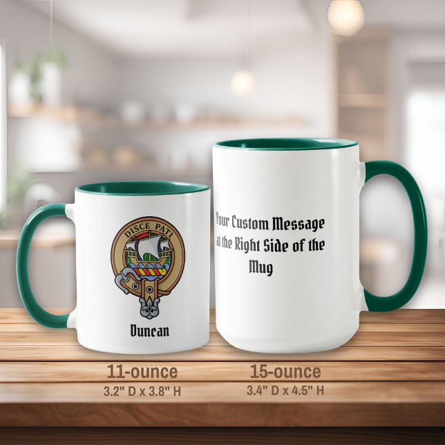 Caneca Brasão do Clã Duncan sobre Tartan (Criador carregado)
