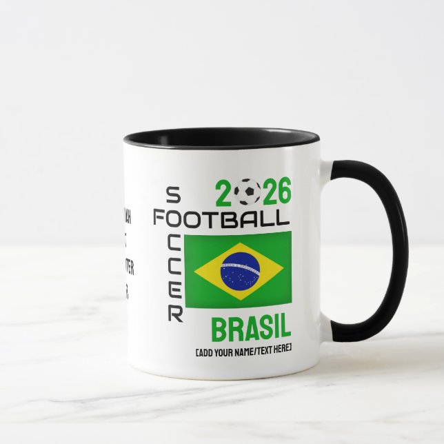 Caneca BRASIL BRASIL Soccer Nome Personalizado 2026 A QUA (Direita)