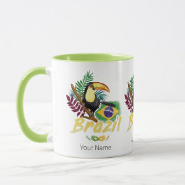 Caneca Brasil Vintage Toucan Bandeira Samba Souvenir