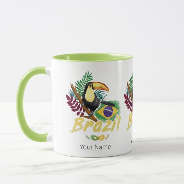 Caneca Brasil Vintage Toucan Bandeira Samba Souvenir (Esquerda)