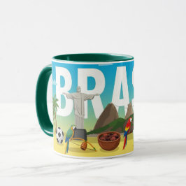 Caneca Brazil Travel Mug – Rio Carnival & Landmarks