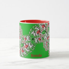 Caneca BRENDA ~ GLOSSY 3D Natal Vermelho Verde