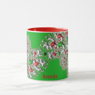 Caneca BRENDA ~ GLOSSY 3D Natal Vermelho Verde
